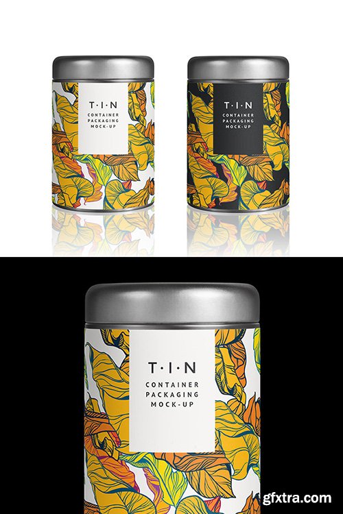 PSD Mock-Up - Tin Container Packaging