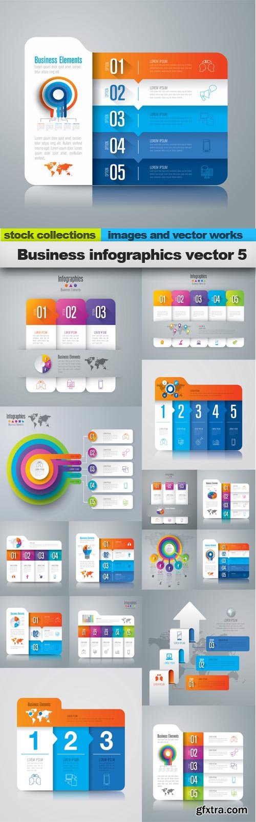 Business infographics vector 5, 15 x EPS