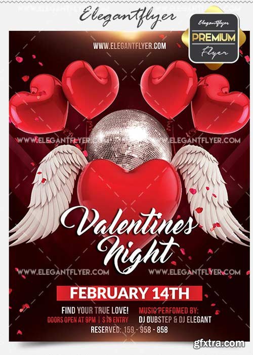 Valentines Night Flyer PSD V12 Template + Facebook Cover