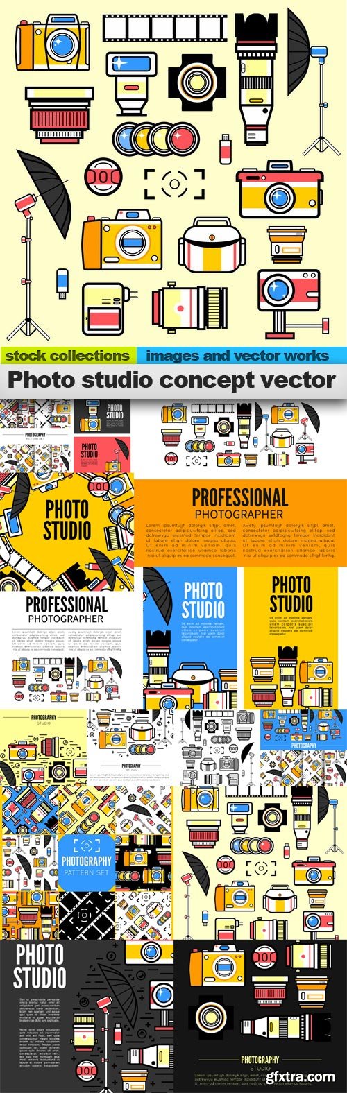 Photo studio concept vector, 14 x EPS