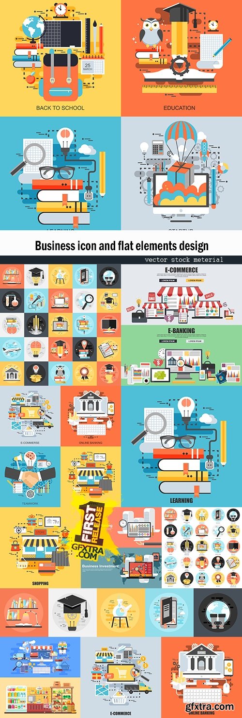 Business icon and flat elements design