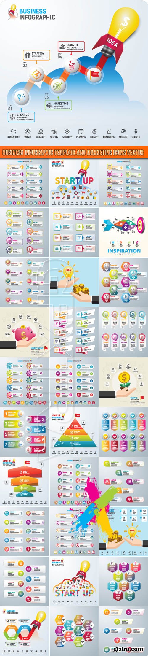 Business infographic template and marketing icons vector