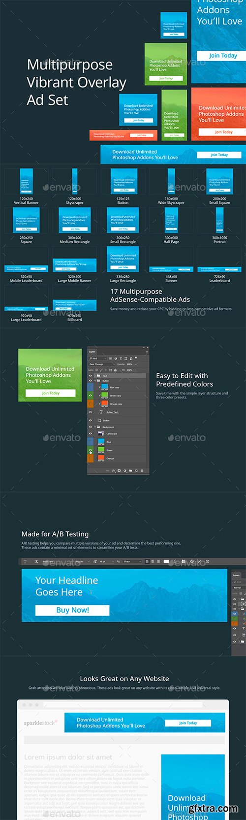 Graphicriver Multipurpose Vibrant Overlay Ad Set 19210981