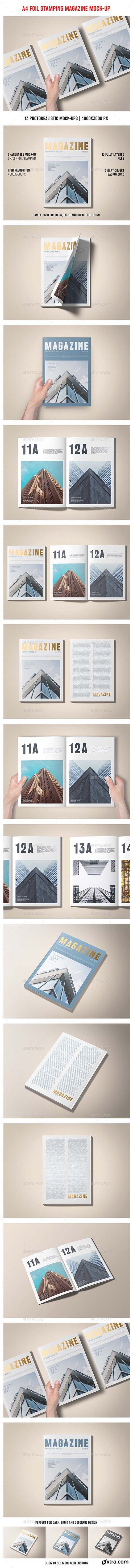 Graphicriver A4 Foil Stamping Magazine Mock-Up 16995604