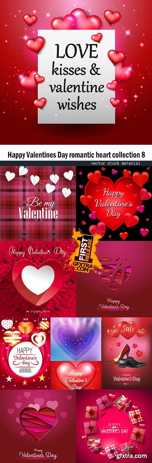 Happy Valentines Day romantic heart collection 8