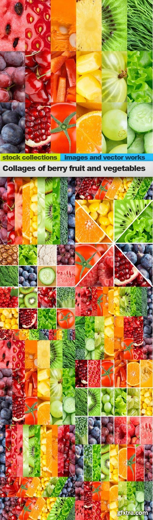 Collages of berry fruit and vegetables, 15 x UHQ JPEG