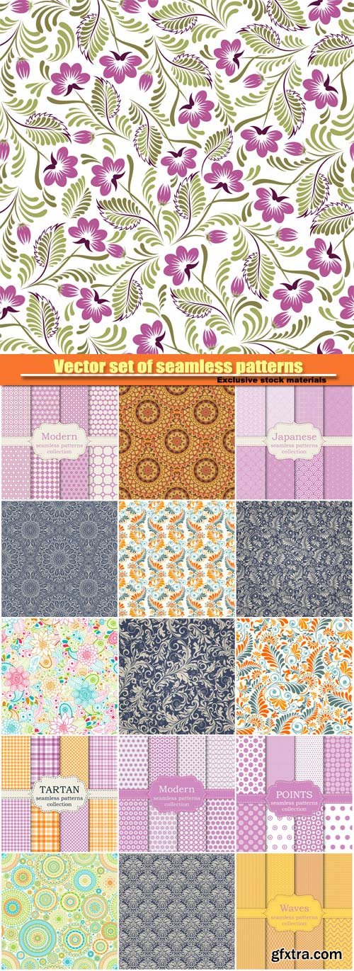 Vector set of seamless patterns