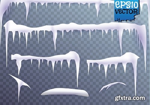 Collection icicle ice frozen water icon decorative element vector image 25 EPS