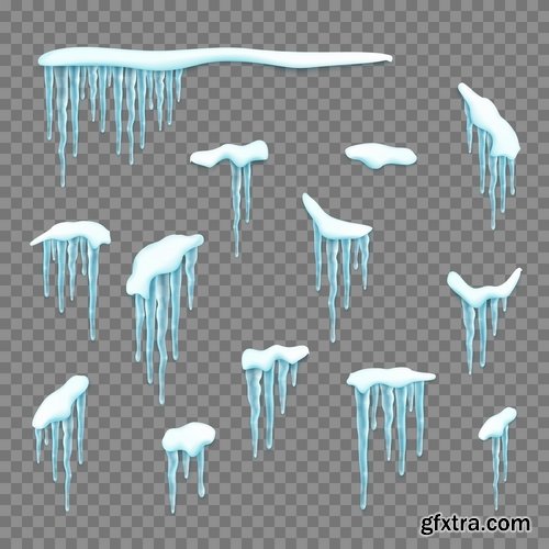 Collection icicle ice frozen water icon decorative element vector image 25 EPS