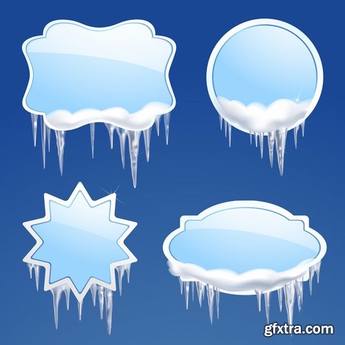 Collection icicle ice frozen water icon decorative element vector image 25 EPS