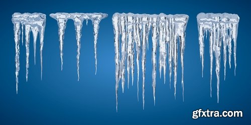 Collection icicle ice frozen water icon decorative element vector image 25 EPS