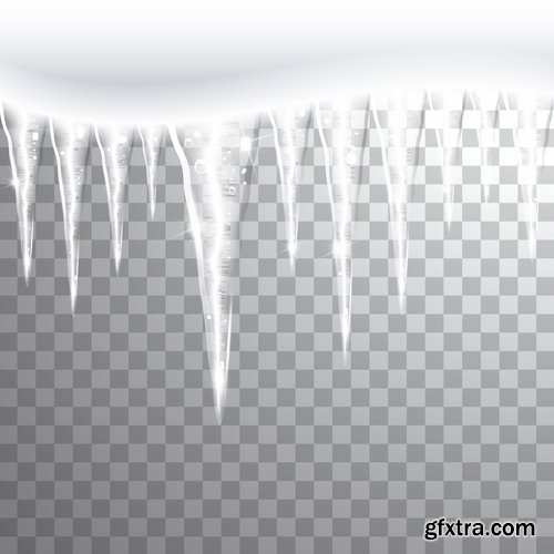 Collection icicle ice frozen water icon decorative element vector image 25 EPS