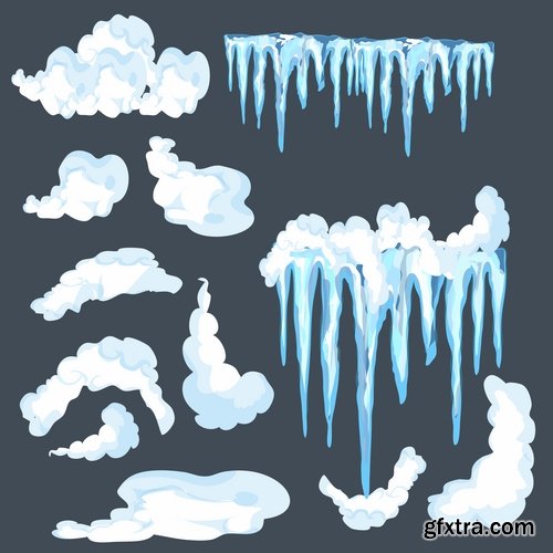 Collection icicle ice frozen water icon decorative element vector image 25 EPS