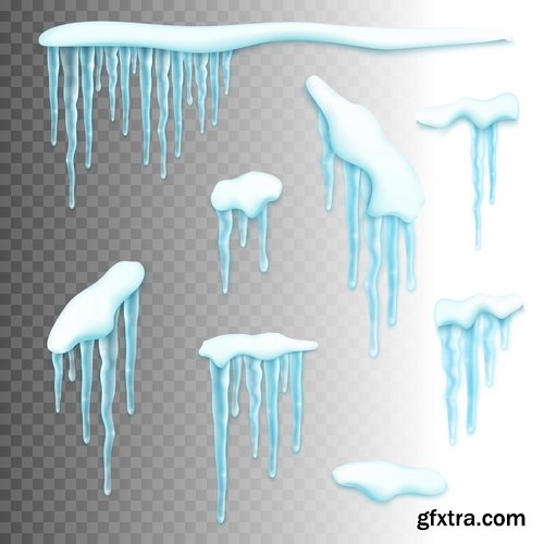 Collection icicle ice frozen water icon decorative element vector image 25 EPS