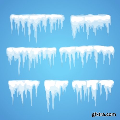 Collection icicle ice frozen water icon decorative element vector image 25 EPS