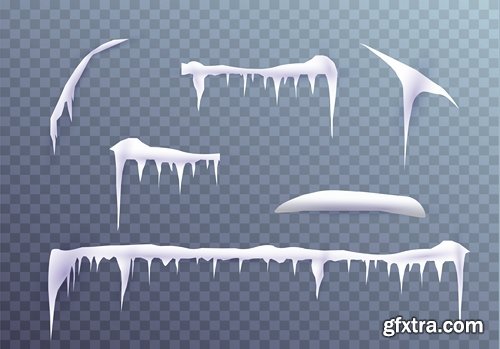 Collection icicle ice frozen water icon decorative element vector image 25 EPS