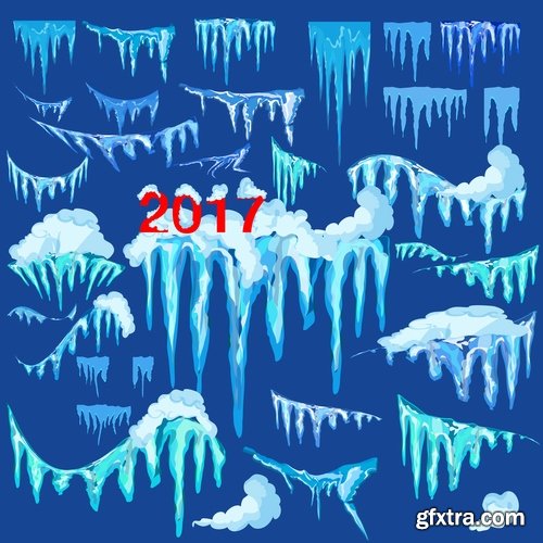 Collection icicle ice frozen water icon decorative element vector image 25 EPS