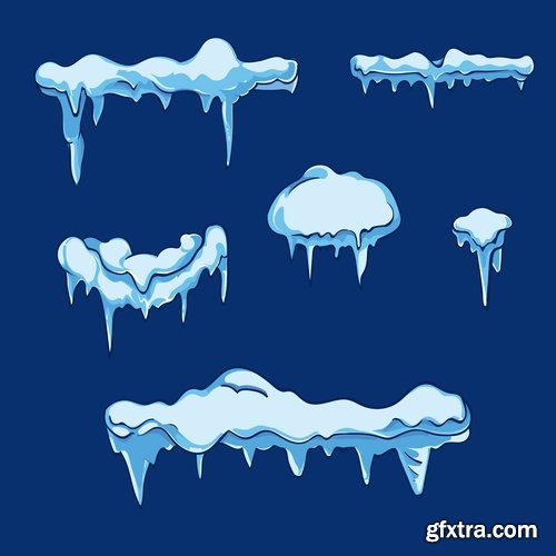 Collection icicle ice frozen water icon decorative element vector image 25 EPS