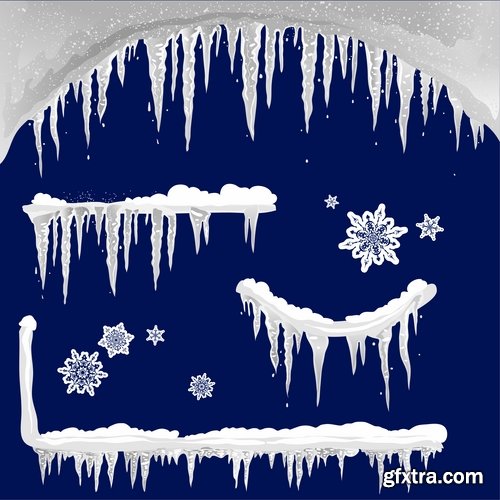 Collection icicle ice frozen water icon decorative element vector image 25 EPS