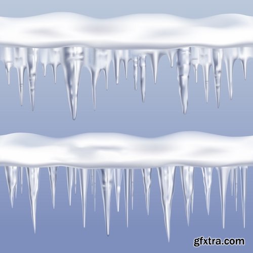 Collection icicle ice frozen water icon decorative element vector image 25 EPS