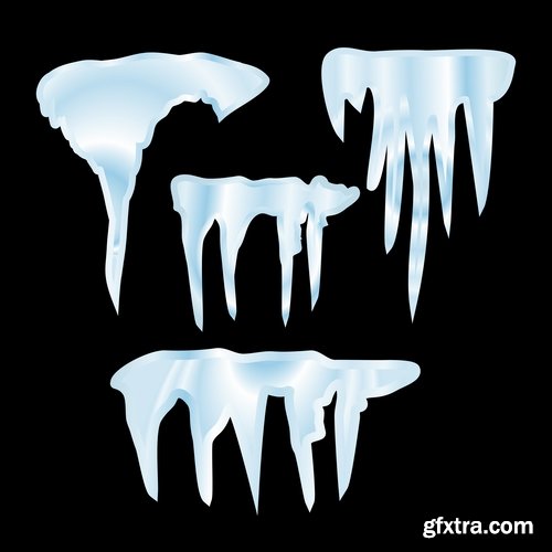 Collection icicle ice frozen water icon decorative element vector image 25 EPS