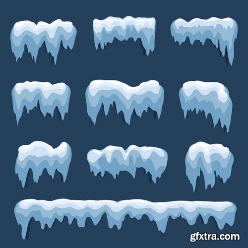 Collection icicle ice frozen water icon decorative element vector image 25 EPS