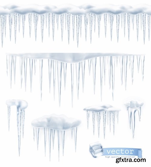 Collection icicle ice frozen water icon decorative element vector image 25 EPS