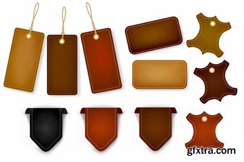 Collection Interior leather sticker label plate banner for an advertising slogan 25 EPS