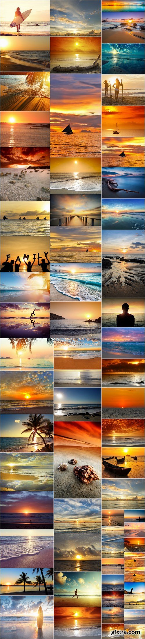 Beautiful Sunset and Sunrise at Beach - Set of 66xUHQ JPEG Professional Stock Images