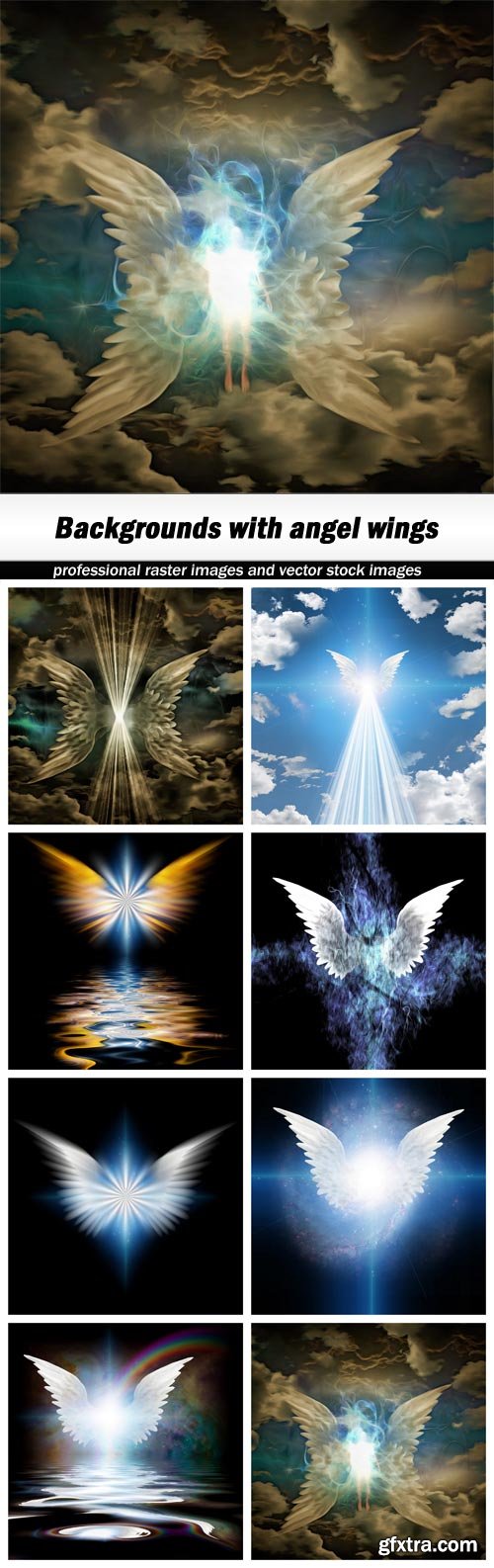 Backgrounds with angel wings - 8 UHQ JPEG