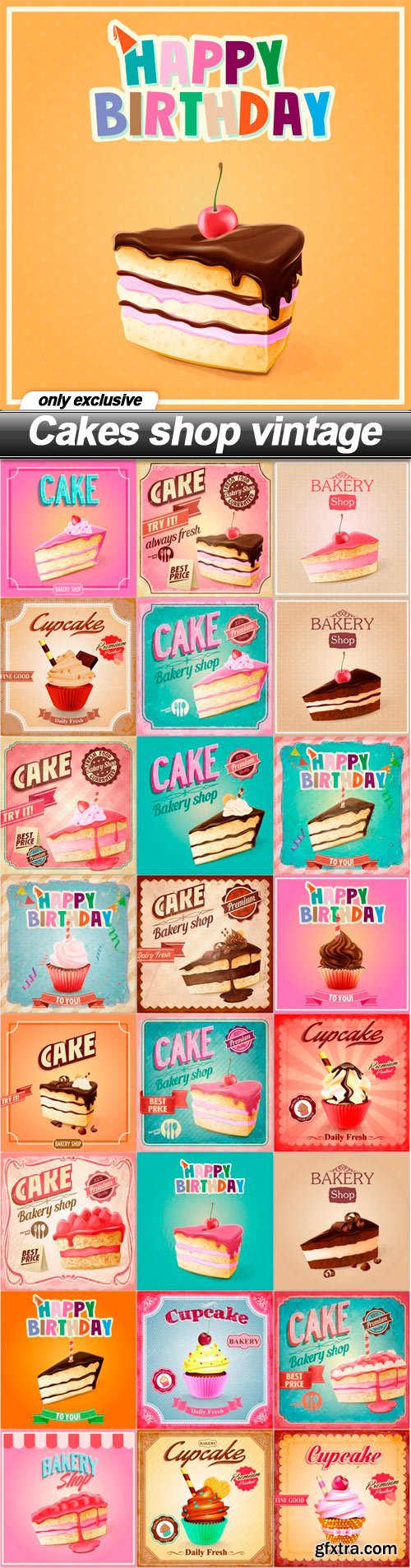 Cakes shop vintage - 25 EPS