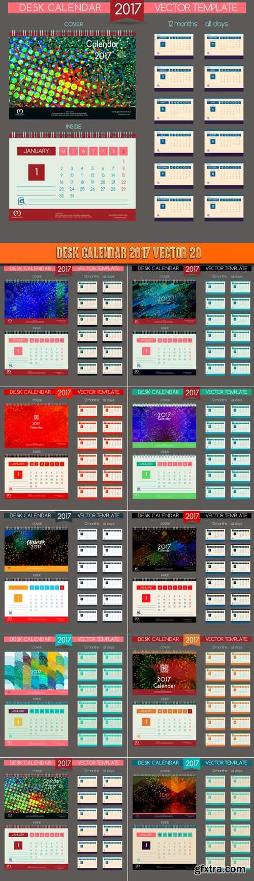 Desk Calendar 2017 vector 20