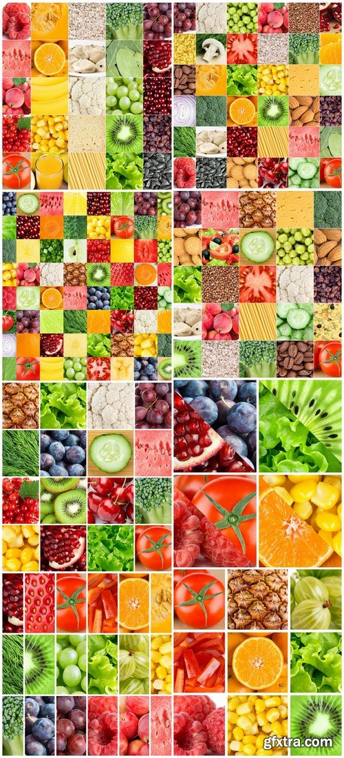 Collage of fruits and vegetables 8X JPEG