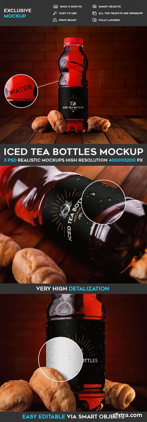 Iced Tea Bottles PSD Mockup Template