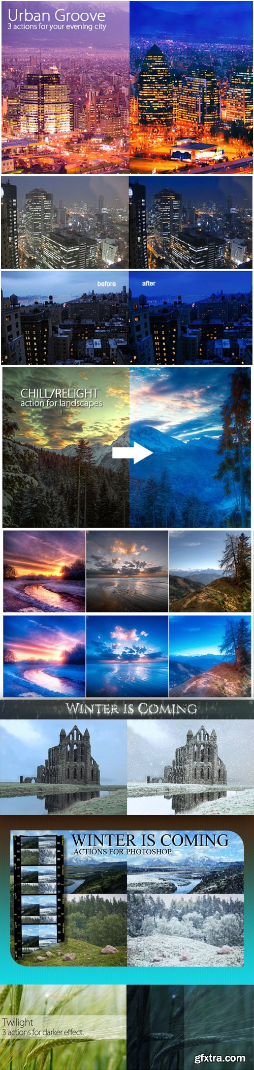Photoshop Action - Urban Groove, Chill, Relight, Twilight & Winter is Coming