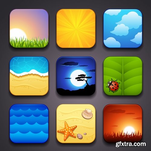 Collection icon button template design page web site 25 EPS