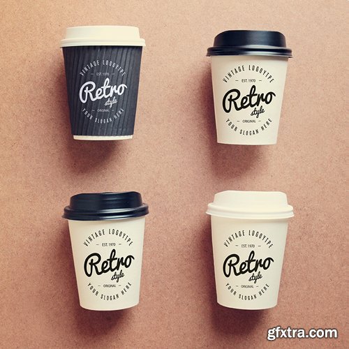 Coffee Cup Mockup in Retro Style