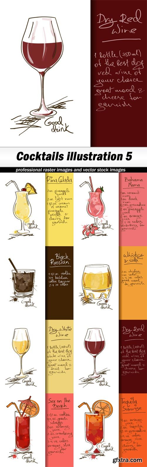 Cocktails illustration 5 - 8 EPS