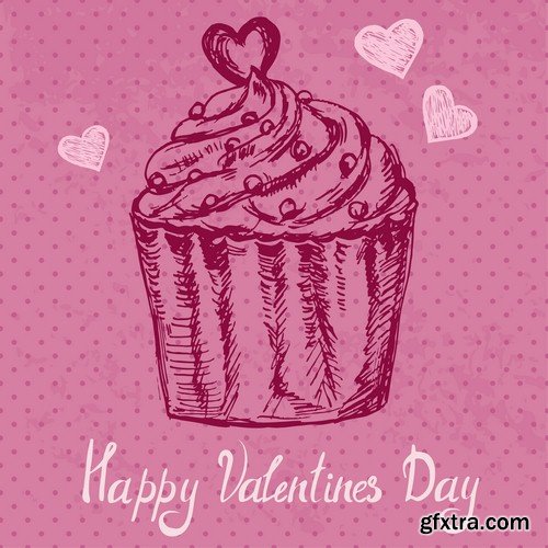 Valentine's Day cupcakes - 8 EPS