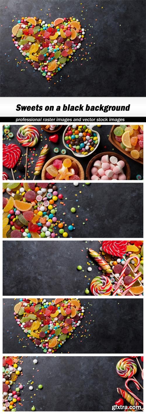 Sweets on a black background - 5 UHQ JPEG