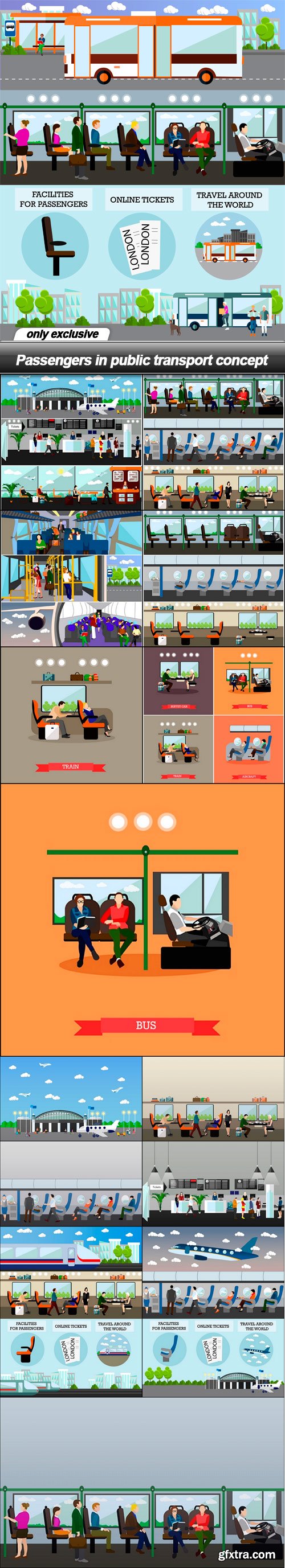 Passengers in public transport concept - 15 EPS