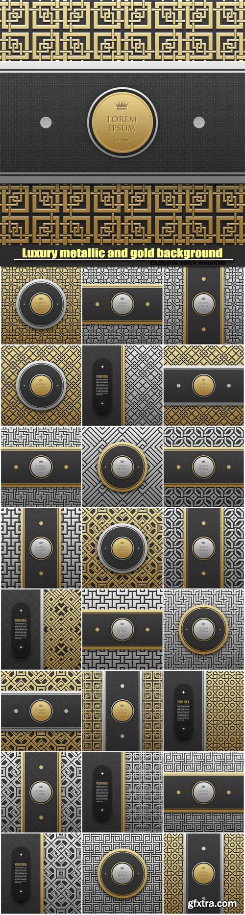 Luxury metallic and gold background with seamless geometric pattern