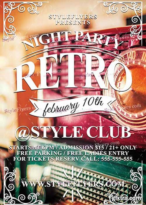 Retro Night Party v8 PSD Flyer Template