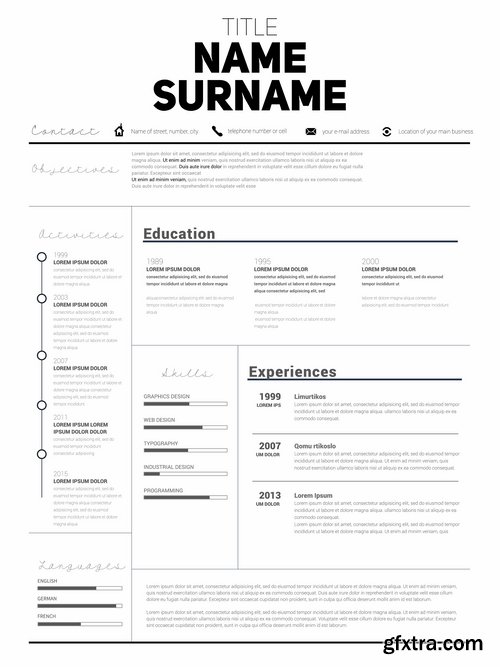 Collection resume template example profile flyer banner advertising sheet cover 25 EPS