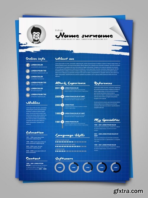 Collection resume template example profile flyer banner advertising sheet cover 25 EPS