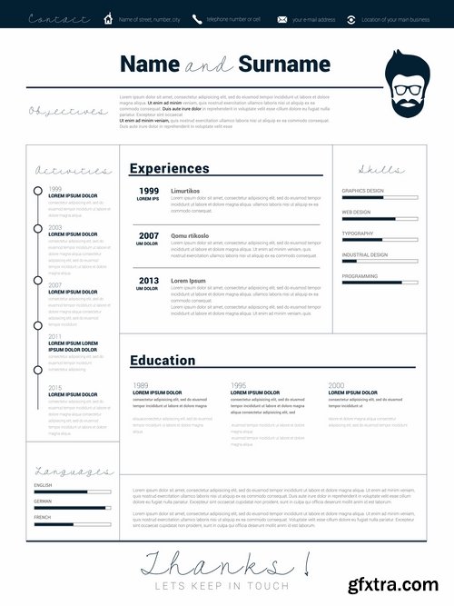 Collection resume template example profile flyer banner advertising sheet cover 25 EPS