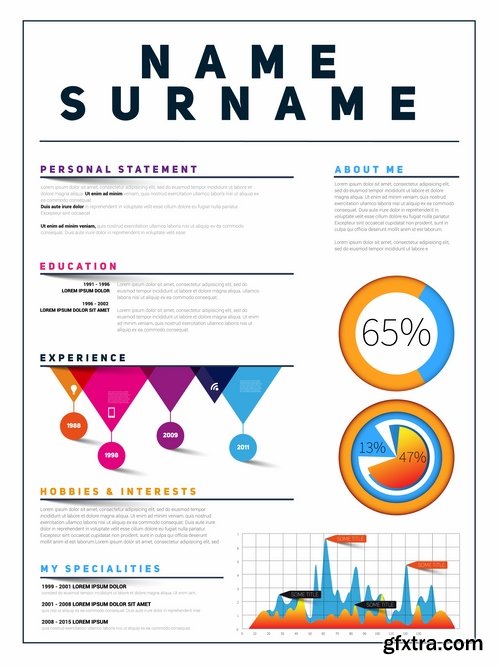 Collection resume template example profile flyer banner advertising sheet cover 25 EPS