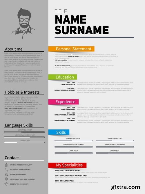 Collection resume template example profile flyer banner advertising sheet cover 25 EPS