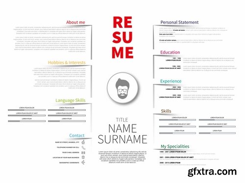 Collection resume template example profile flyer banner advertising sheet cover 25 EPS