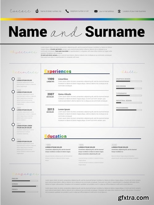 Collection resume template example profile flyer banner advertising sheet cover 25 EPS